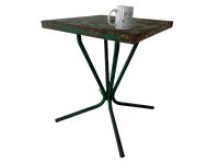Alternative view of Vintage French Bistro Style Side Table Green Rusty Leg Metal Stand Plinth Outside Garden Patio Cafe Chippy circa 1960-70's / EVE