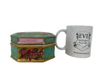 Alternative view of Vintage French Hand Painted Mediaeval Style Green Limoges Storage Pot Jar Apothecary Ceramic Vase Container Prop c1990-00's / EVE