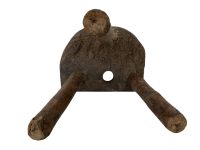 Alternative view of Antique Stool Bobbin Leg French Milking Stool Seat Kitchen Table Farm D Shaped Seat Plant Rest Stand Plinth Rustic Tabouret c1950-60's / EVE