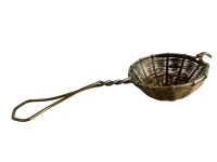 Antique English Loose Tea Cup Top Strainer Brass Metal Small Pot Kettle Kitchen Display Vintage c1910-30's / EVE