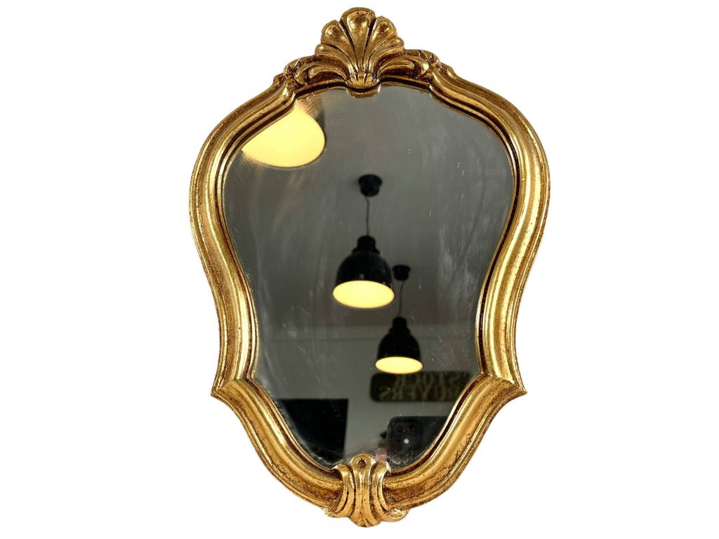 Vintage French Gold Wood Fancy Louis XV Style Syroco Wall Hanging Mirrors Boudoir Wood Glass c1990’s / EVE