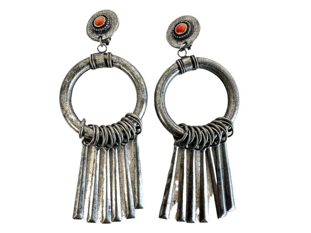 Vintage Moroccan Clip On Earring Grey Metal Ethnic Tribal Jewellery Jewelry c1990-00’s / EVE