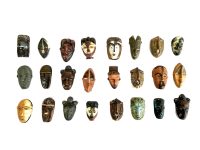 Vintage French African Tiny Bisque Bust Mask Depicting Ornaments Collection Decor Intricate Tribal Art Collector Gift Masks c1980-90's / EVE