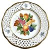 Vintage French Lunch Plate Lattice Edge Hand Painted Flowers Ceramic Sandwich Side circa 2000's / EVE