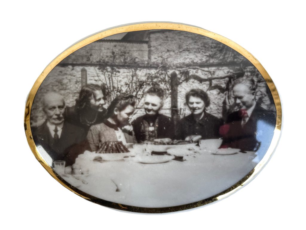 Antique French Photo Made Into More Recent Souvenir Gathering Family Company Photo Bubble Dome Photograph circa 1980-90’s / EVE