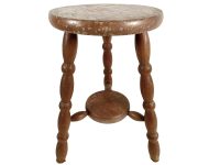 Vintage French Wooden Wood Stool Chair Seat Kitchen Side Table Kitchen Flower Pot Stand Display Tabouret circa 1980-90's / EVE
