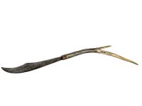 Antique French Carving Knife With Antler Handle Decorative Cutlery Etched Blade Dinner Table Desk Decor circa 1920's / EVE