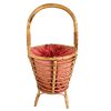 Vintage French Knitting Sewing Craft Needlecraft Craft Standing Wooden Pole Basket circa 1960's / EVE