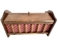 Vintage French Knitting Sewing Craft Needlecraft Craft Standing Wooden Storage Box Fabric Lined Basket circa 1960's / EVE