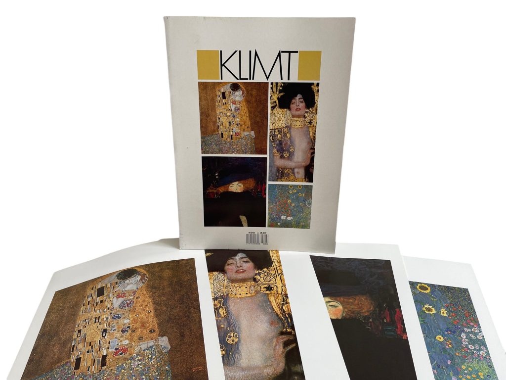 Vintage French Four Prints Klimt Great Master Painting Print Collection Envelope Framing Display Artwork Descriptions c1980’s / EVE