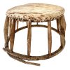 Vintage Thai Stool Stand Worn Goat Skin Wooden Hand Formed Natural Wood Small Chair Display Trivet Plinth Seating Tabouret c1960-70's / EVE