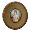 Antique French Small Miniature Tiny Oval Framed Painting Of Busty Lady Blue Nightie Night Dress Wall Decor Collector c1900's / EVE
