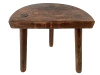 Vintage French Wooden Wood Milking Stool Chair Seat Kitchen Table Farm D Shaped Seat Plant Rest Stand Plinth Tabouret c1960-70's / EVE