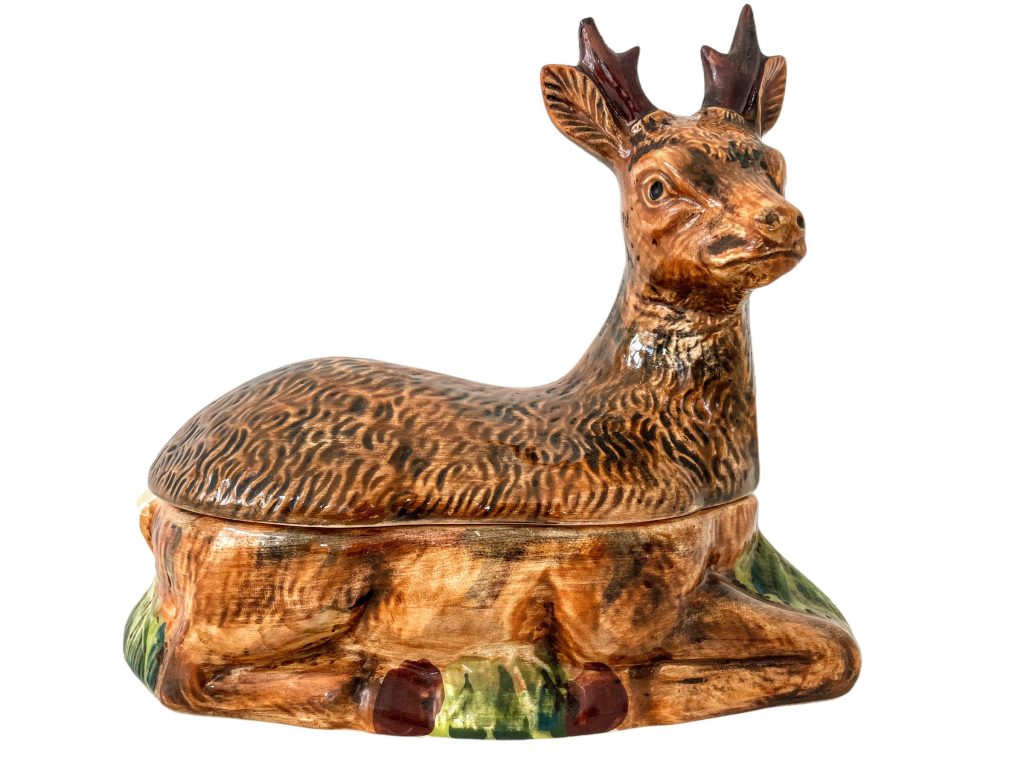 Vintage French Ceramic Deer Lidded Terrine Pate Pot Store Container Ornament Kitchen Storage Serving c1960-70’s / EVE Europe