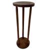 Vintage French Circular Side Table Compact Stand Display Plant Pot Plinth Tabouret Tall Wood Wooden c1970's / EVE