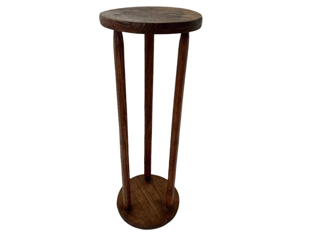 Vintage French Circular Side Table Compact Stand Display Plant Pot Plinth Tabouret Tall Wood Wooden c1970’s / EVE
