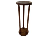 Vintage French Circular Side Table Compact Stand Display Plant Pot Plinth Tabouret Tall Wood Wooden c1970's / EVE