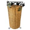 Vintage French Woven Wicker And Metal Umbrella Walking Stick Stand Storage Pot Container Hallway Entryway c1990's / EVE