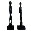 Vintage African Wooden Brown Natural Wood Woman Male Female Man Wife Figurine Standing Ornament Tribal Carving Decor c1980-90's / EVE