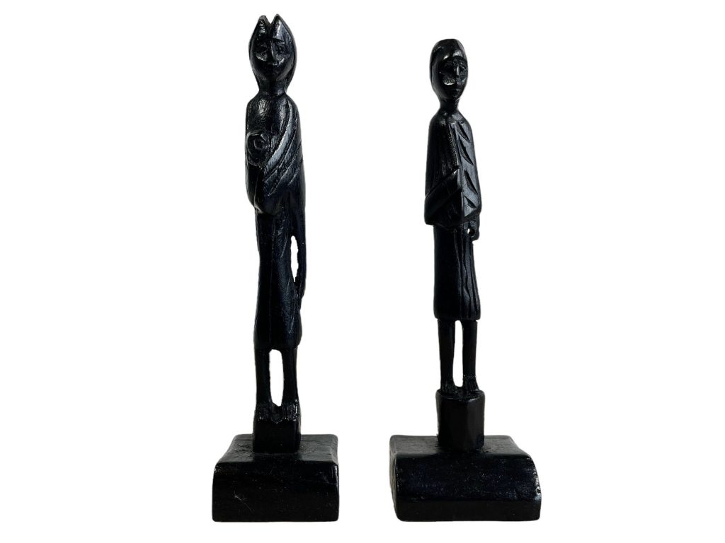 Vintage African Wooden Brown Natural Wood Woman Male Female Man Wife Figurine Standing Ornament Tribal Carving Decor c1980-90’s / EVE