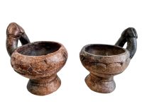 Vintage African Burnt Pottery Bowls Bowl Pair Cup Dish Catch-All Table Centrepiece Decorative Decor Africa c1920-40's / EVE