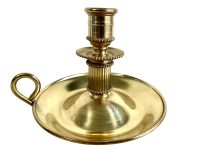 Vintage French Villedieu Brass Metal Standing Hand Held Portable Candle Candlestick Candelabra Stick Pedestal Stand Decor c1970-80's / EVE