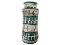 Vintage Spanish Boticari Tila Turquoise Grey Pottery Pharmacy Medical Apothecary Pot Vase Container Storage Prop c1930-40's / EVE