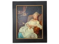 Vintage French Le Repos - The Rest Colson Paris Print Reproduction Hardboard Frame Wall Hanging Picture c1970-80's / EVE
