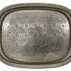 Vintage Arabian Manschester Large Rectangular Metal Tray Plate Dish Charger Serving Wall Hanging Cage Edge circa 1960-70's / EVE