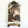 Antique Photo Picture Frame Stand Display French Brass Or Bronze Metal Glass Desktop Table Top Ornate Decorative Gold Medium c1900's / EVE