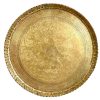 Vintage Brass Tray Extra Large Turkish Arabian Middle Eastern Circular Brass Pie Crust Edge Table Top Tray Serving Platter c1950-60's / EVE