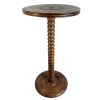 Antique French Small Tall Bobbin Style Legs Circular Side Table Compact Stand Display Plant Pot Plinth Display c1960-70's / EVE