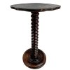 Vintage French Spiral Twist Lathed Post Side Violin Top Table Compact Stand Display Plant Pot Plinth Tall Heavy Bashed Worn c1960-70's / EVE