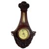 Vintage French Metal Wood Barometer Barometre Thermometer Weather Forecasting Instrument Hanging Wall Rustic Rural c1960-70's / EVE