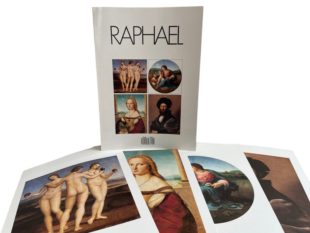 Vintage French Four Prints Raphael Great Master Print Collection In Envelope Framing Display Artwork Descriptions French c1980’s / EVE