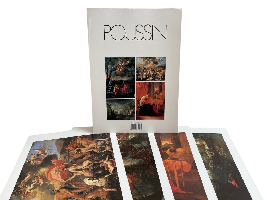 Vintage French Four Prints Poussin Great Master Painting Print Collection Envelope Framing Display Artwork Descriptions c1980’s / EVE