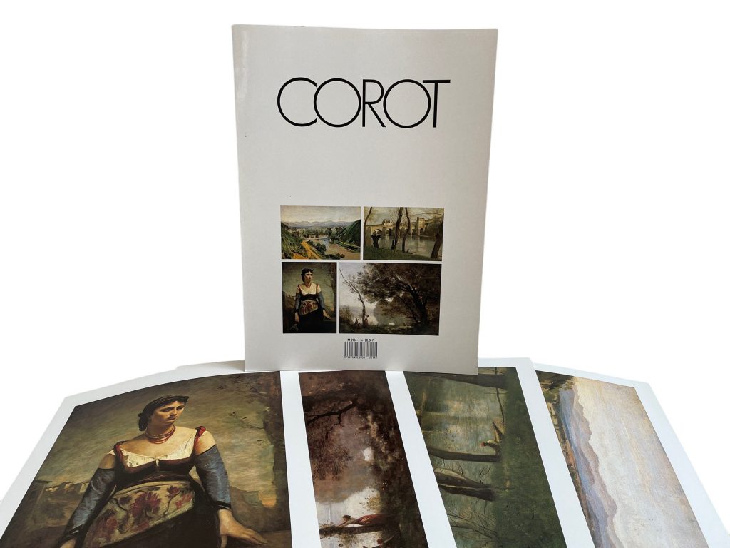 Vintage French Four Prints Corot Great Master Painting Print Collection Envelope Framing Display Artwork Descriptions c1980's / EVE