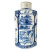 Antique Vase Chinese Asian Blue White Cranes Storks Birds Ceramic Pot Jar Vase Storage Display Prop circa 1910-20's / EVE