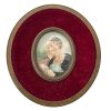 Antique French Small Miniature Tiny Oval Framed Painting Of Lady In Black Dress With Book Reading Wall Decor Collector c1900's / EVE