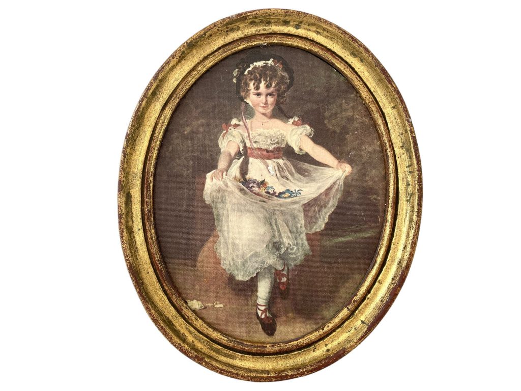 Vintage French Framed Print Miss Murrey by Sir Thomas Lawrence In A Gold Painted Wooden Frame Wall Decoration Reproduction c1960’s