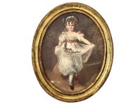 Vintage French Framed Print Miss Murrey by Sir Thomas Lawrence In A Gold Painted Wooden Frame Wall Decoration Reproduction c1960's