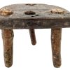Antique Stool Bobbin Leg French Milking Stool Seat Kitchen Table Farm D Shaped Seat Plant Rest Stand Plinth Rustic Tabouret c1950-60's / EVE
