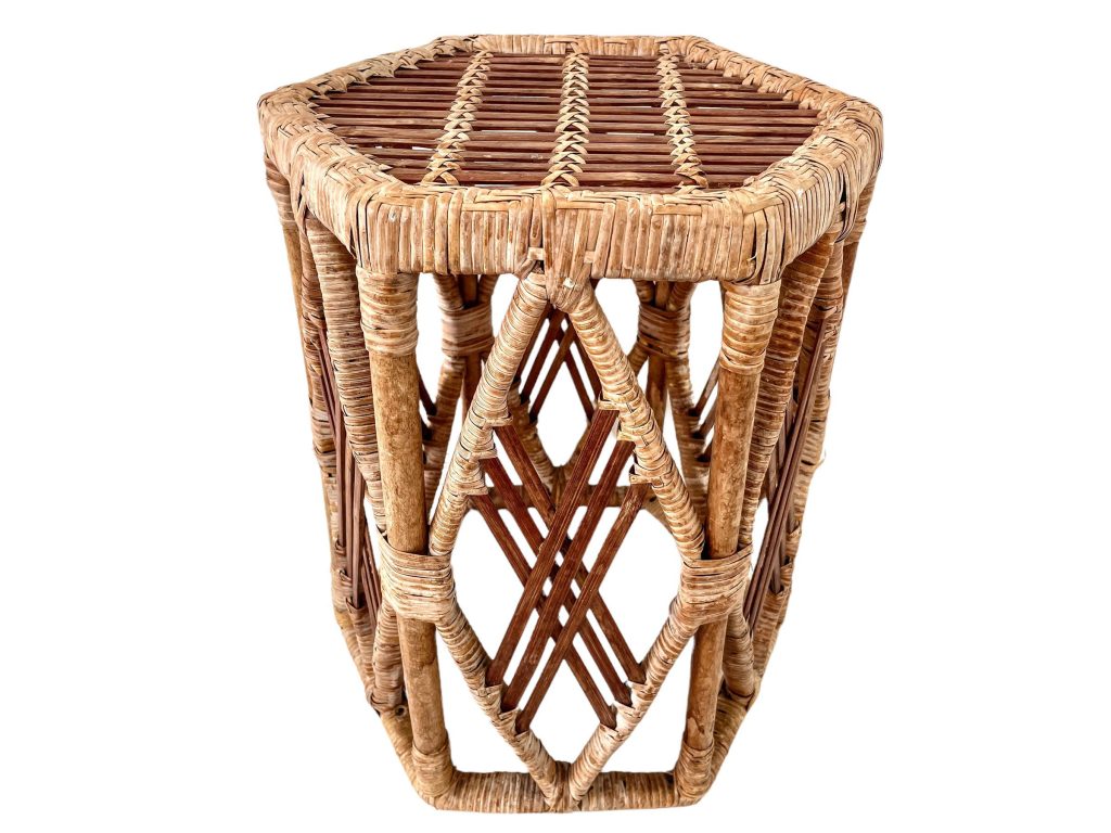 Vintage Balinese Wicker Rattan Woven Plinth Stand Display Seating Conservatory Prop Plant Pot Stand Tabouret Bali c1980-90’s / EVE