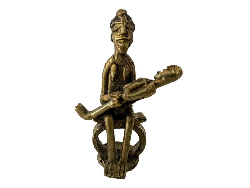 Vintage African Woman And Child Brass Metal Figurine Statue Primitive Sculpture Cast Tribal Art Toy Decor Display c1980-90’s / EVE
