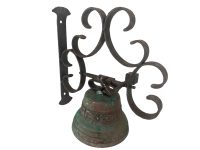 Vintage French Iron Door Bell Dinner Garden Alarm Alert Metal Bell Knocker Ringing Outside Doorbell Wall Hanging c1980's / EVE