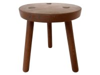 Vintage Stool French Wooden Wood Milking Seat Kitchen Table Farm DRound Shaped Seat Legs Plant Rest Stand Plinth Tabouret c1960-70's / EVE