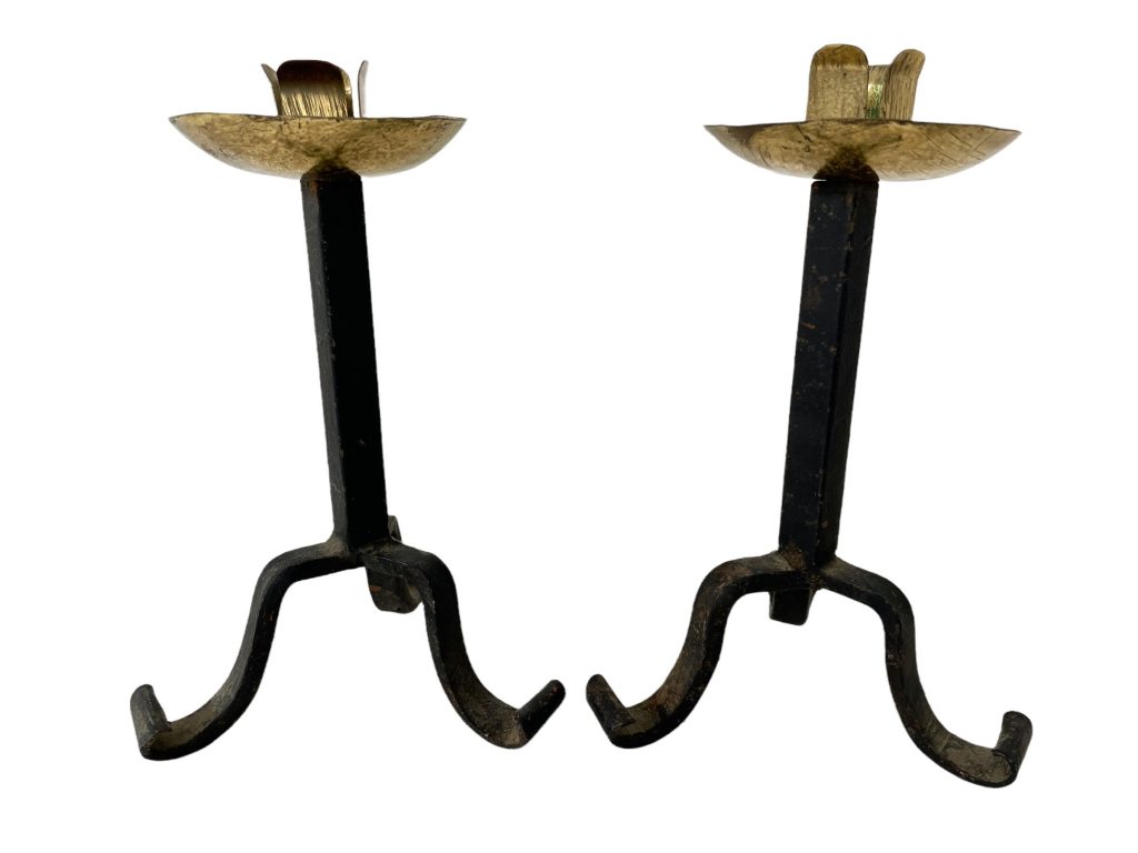 Vintage French Iron Brass Candle Holder Stand Stick Candlestick Church Chapel Style circa 1960-70’s / EVE