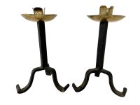 Vintage French Iron Brass Candle Holder Stand Stick Candlestick Church Chapel Style circa 1960-70's / EVE