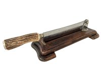 Vintage French Antler Handle Bread Baguette Cutting Knife chopper kitchen block chopping cutter cheese bread board circa 1960-70's / EVE