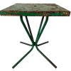 Vintage French Bistro Style Side Table Green Rusty Leg Metal Stand Plinth Outside Garden Patio Cafe Chippy circa 1960-70's / EVE